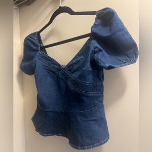 Cute Denim Fashion Nova Half BabyDoll Shirt